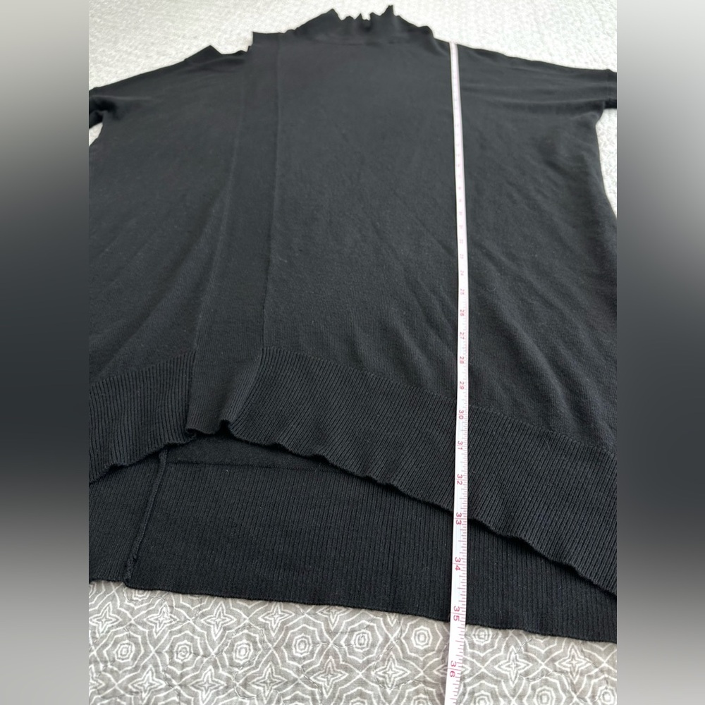 LOVE TOKEN Black Turtleneck Sweater Asymmetrical Tunic Lagenlook Cut-out Size M - Picture 9 of 12